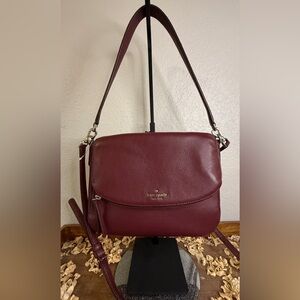 Kate Spade Pebbled Leather Shoulder Bag in Wine